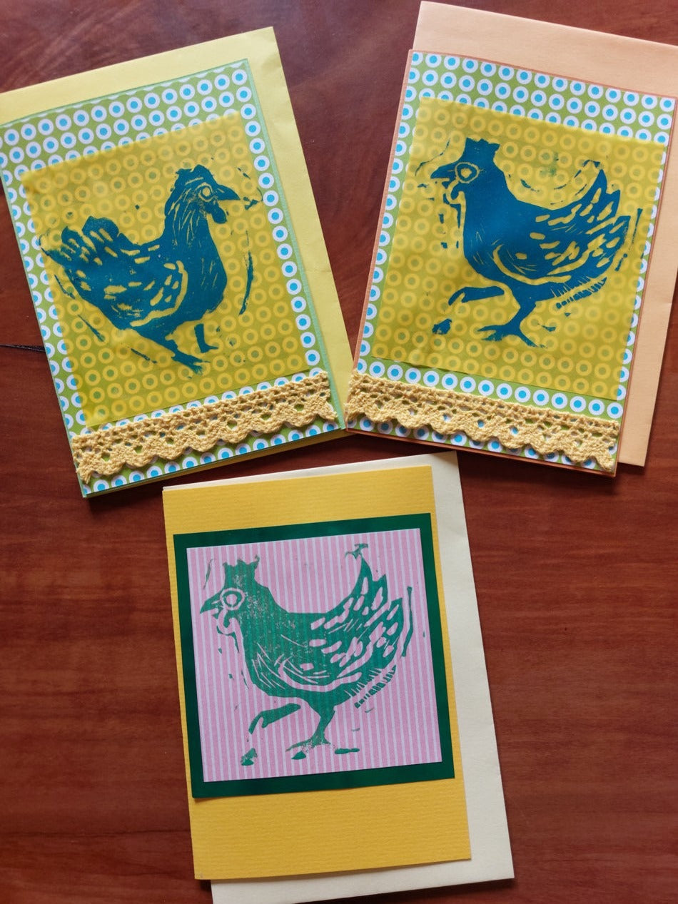 Cards, set of 3: Fabulous Chickens